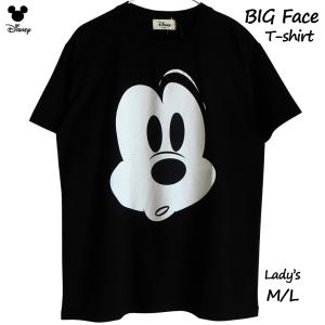 送料無料 Tシャツ ミッキー レディース メンズ ディズニー ミッキーマウス ビッグフェイス BIGフェイス 変顔 コミカル 黒 disney ペアルック｜plasticanetshop