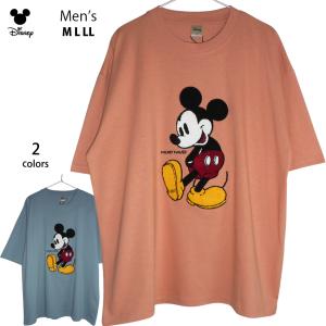 送料無料 Tシャツ ミッキーマウス メンズ ディズニー 相良刺〓 大きいサイズ ゆったり ワイド 半袖 くすみカラー USA 古着風 レディース disney ペアルック TDL｜plasticanetshop