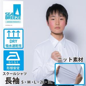 スクールシャツ 学生服 男子 長袖 レギュラーカラー 形態安定 SEABREEZE ストレッチ 吸水速乾 高通気 DWCB10-00｜plateau-web