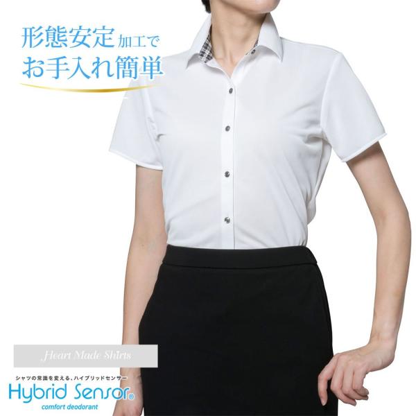 レディースシャツ 半袖 形態安定 標準型 HeartMadeShirts P33HMA232