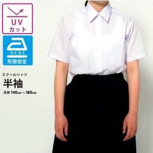 スクールブラウス 学生服 女子 半袖 レギュラーカラー 形態安定 透け感防止 UVカット P64PLR202