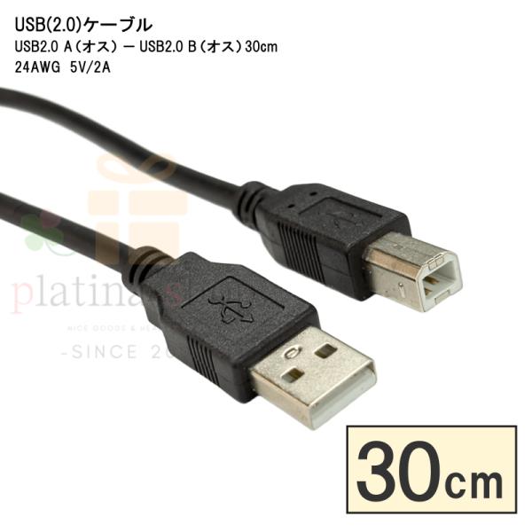 2AB-03 USB2.0ケーブル Aタイプ(オス) ⇔ Bタイプ(オス) 0.3m 24AWG 5...