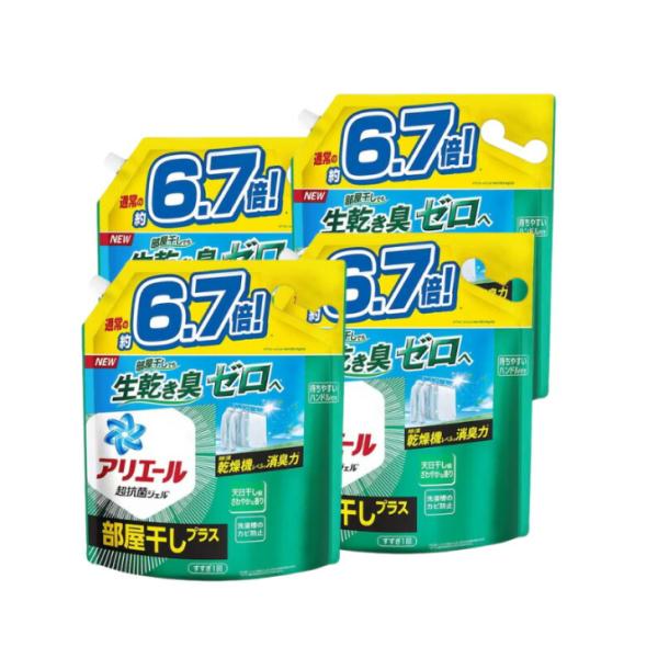 アリエール ジェル 洗濯洗剤 部屋干しプラス 6.7倍 詰め替え 2,870g×4袋 メガサイズ  ...