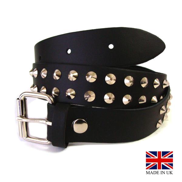 イギリス製　2-Row Conical Stud Belt 2連 コニカル スタッズ 鋲 ベルト S...