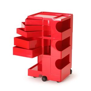 ボビーワゴン レッド ３段５トレイ BOBY WAGON RED B-LINE ビーライン ジョエ・コロンボ 多機能ワゴン ベッドサイドテーブル 正規輸入品