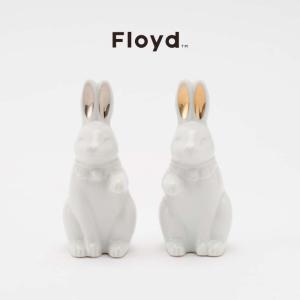 Floyd Fortune Rabbit フロイド フォーチュン ラビット 招き兎 うさぎ ホワイト 磁器 2匹セット 縁起物 まねきうさぎ 開店祝い 開業祝い 白兎 卯年