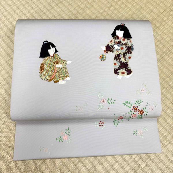 【創業75年 札幌の呉服店厳選】新品 塩瀬名古屋帯☆仕立て済☆わらべ・手刺繍