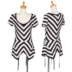 LIMI feu　リミフゥ　ストライプ　ドレスシャツ　フロントデザイン　S　黒白 ストライプ スプライシングシャツ 1130 | LINO