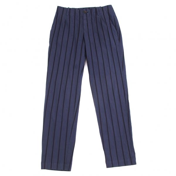 イッセイミヤケハートISSEY MIYAKE HaaT コットンストライプストレッチテーパードパンツ...