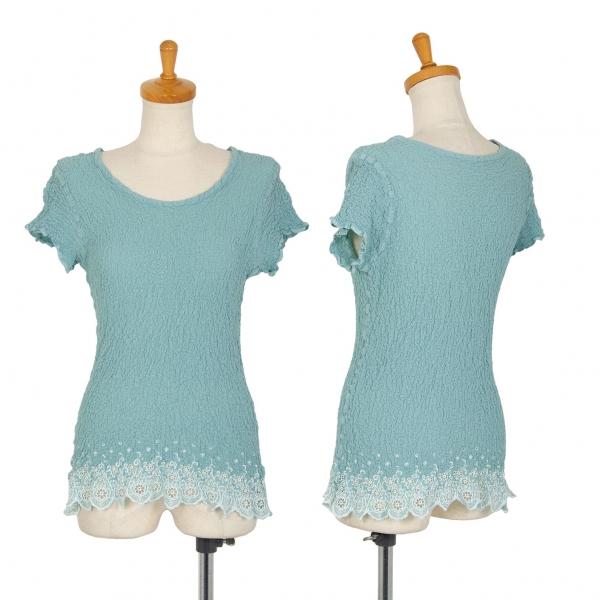 イッセイミヤケ ミーISSEY MIYAKE me 裾レースカリフラワーTシャツ ミントグリーンF ...