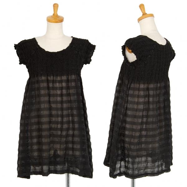 イッセイミヤケ ミーISSEY MIYAKE me カリフラワー切替半袖チュニック 黒F 【レディー...