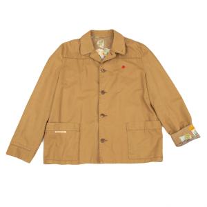 PAPAS（パパス） ノーカラーレザーパイピングハリスツイードジャケット