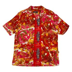 ジャンポール・ゴルチエ クラシック ロング丈シャツ 赤 貝ボタン 綿100