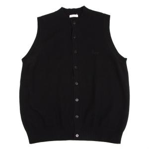 PAPAS（パパス） コットンカシミヤヘムVカットニットベスト 紺M