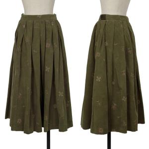 マドモアゼルノンノン　刺繍ダンガリーギャザーフレアスカート新品未使用 シアー サテン ギャザー フレア スカート（ セットアップ 可）