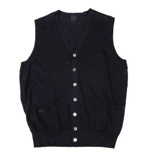 未使用 papas パパス メンズ アウター パープル M ベスト 紳士 ゴルフ PAPAS パパスPapas コットンカシミヤヘムVカットニットベスト 紺