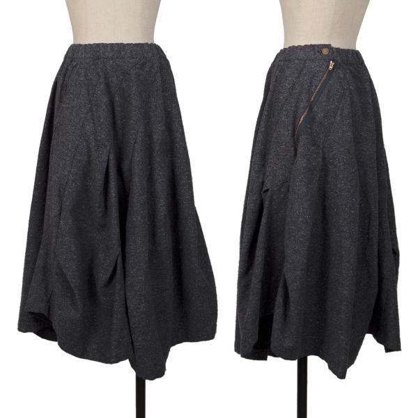 メルシーボークーmercibeaucoup コットンアクリルタックデザインスカート 紺2 【レディー...