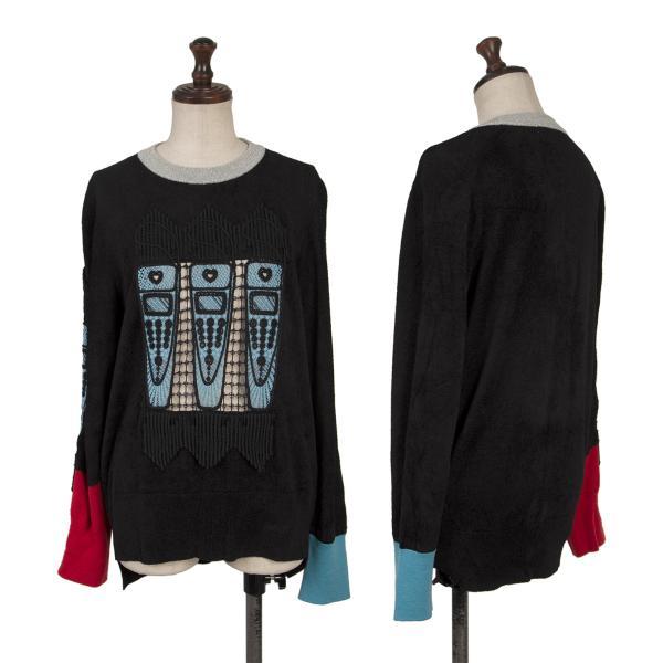 ツモリチサトTSUMORI CHISATO レース切替パイルニットソー 黒水色赤2 【レディース】