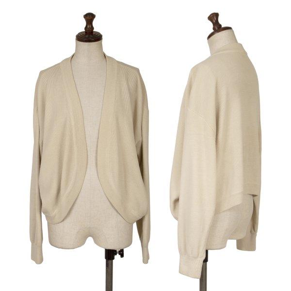 プランテーションPlantation ウールリブニットボタンレスカーディガン ベージュM 【レディー...