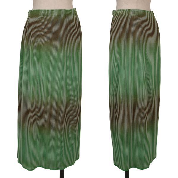 イッセイミヤケ フェットISSEY MIYAKE FETE グラフィックプリントプリーツロングスカー...