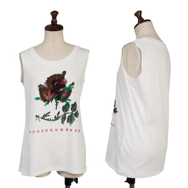 スナオクワハラsunao kuwahara フラワーパッチコラージュタンクトップ 白他M 【レディー...