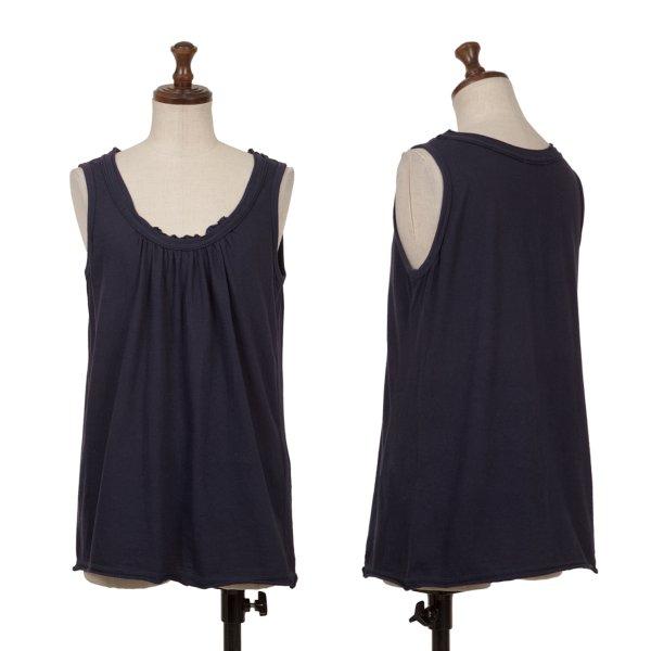 ズッカzucca 製品染めコットンギャザーネックタンクトップ 紺M 【レディース】