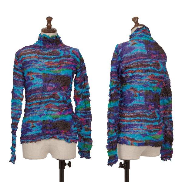 イッセイミヤケ フェットISSEY MIYAKE FETE マルチ滲みプリントシワプリーツカットソー...