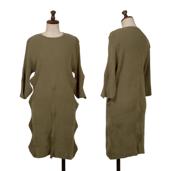 イッセイミヤケハートISSEY MIYAKE HaaT ジグザグリブチュニック カーキ2 【レディー...