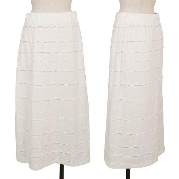イッセイミヤケハートISSEY MIYAKE HaaT 混紡ボーダーティアードスカート 白2 【レデ...