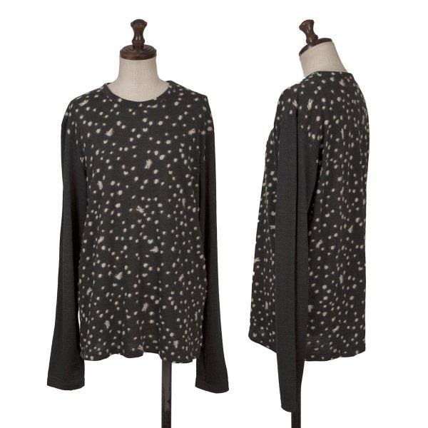 ツモリチサトTSUMORI CHISATO ポリ混ドットジャガード切替カットソー グレーオフ2 【レ...