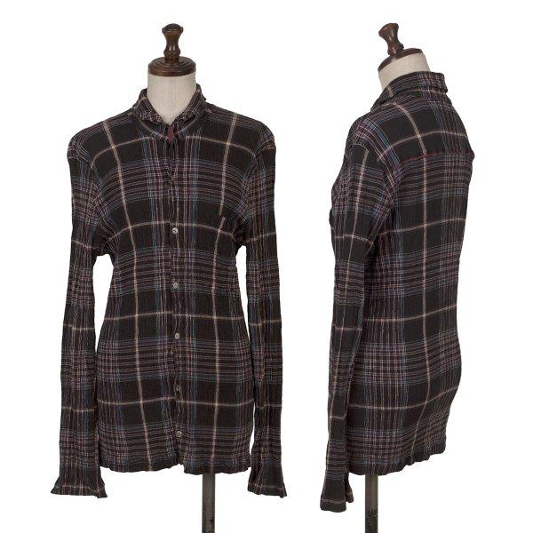 ツモリチサトTSUMORI CHISATO コットンチェッククレープ長袖シャツ 黒他2 【レディース...