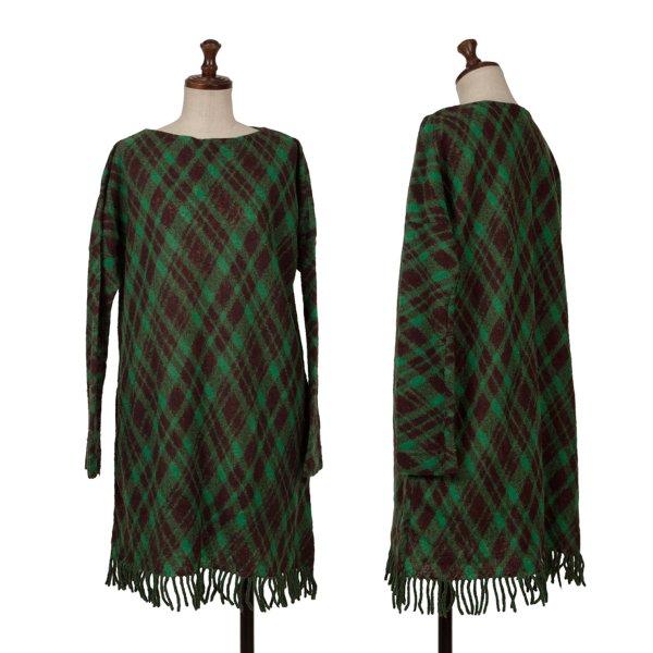 イッセイミヤケ ハートISSEY MIYAKE HaaT ウール混アーガイルフリンジニットチュニック...