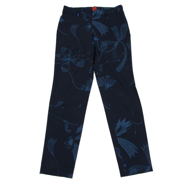 イッセイミヤケ ハートISSEY MIYAKE HaaT ポリボタニカルプリントストレッチパンツ 紺...