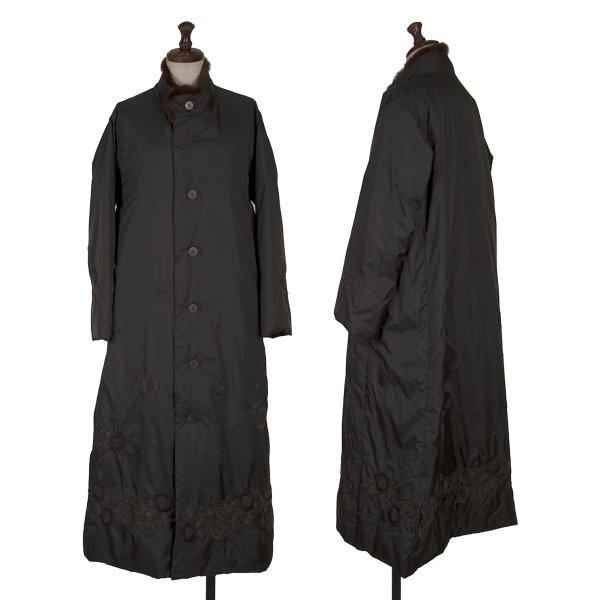 イッセイミヤケハートISSEY MIYAKE HaaT ミンクファーネック刺繍デザインダウンコート ...