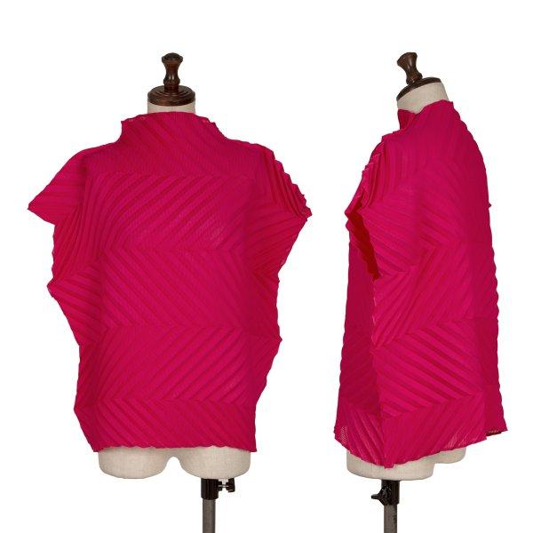 イッセイミヤケ ミーISSEY MIYAKE me ジグザグプリーツハイネックトップス ピンクF 【...