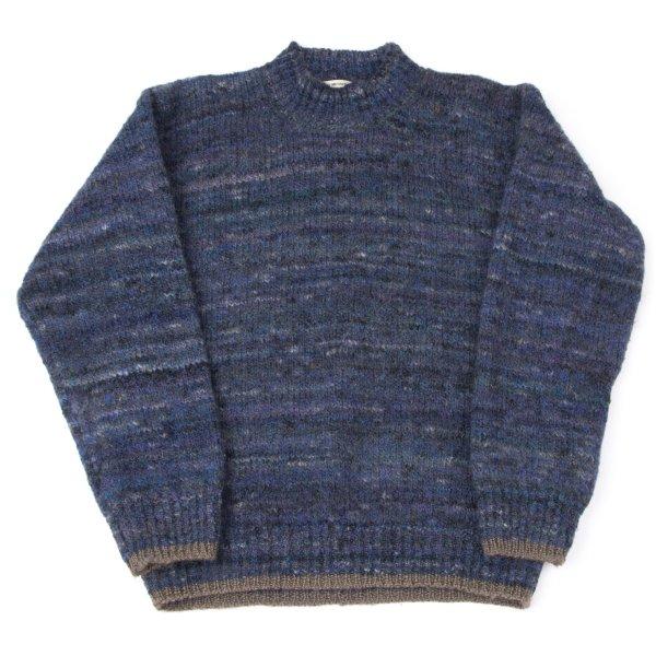 イッセイミヤケ メンISSEY MIYAKE MEN ウールナイロンミックスカラーニットセーター 青...