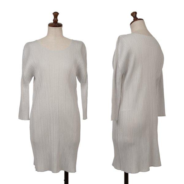 プリーツプリーズPLEATS PLEASE ファブリックプリントプリーツチュニック グレー3 【レデ...