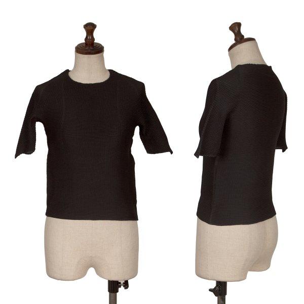 イッセイミヤケISSEY MIYAKE PLEATS (T.) ストレッチプリーツTシャツ 黒M 【...