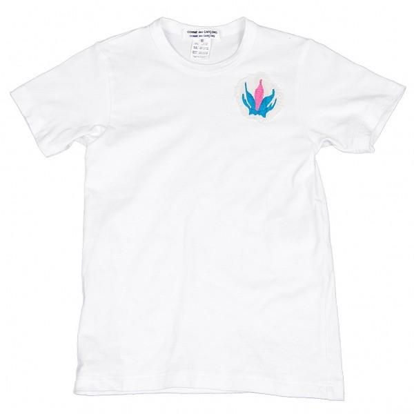 コムコム コムデギャルソンCOMME des GARCONS パッチデザインTシャツ 白青ピンクSS...