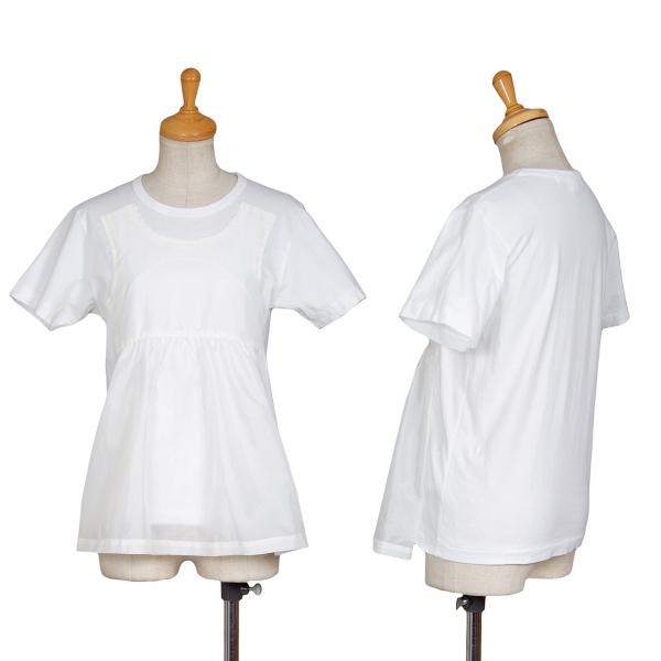 コムコム コムデギャルソンCOMME des GARCONS フロントドレス貼り付けTシャツ 白XS...