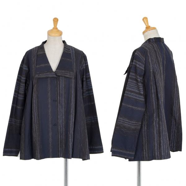 イッセイミヤケ ハートISSEY MIYAKE HaaT 小紋ドビーグリッターストライプシャツジャケ...