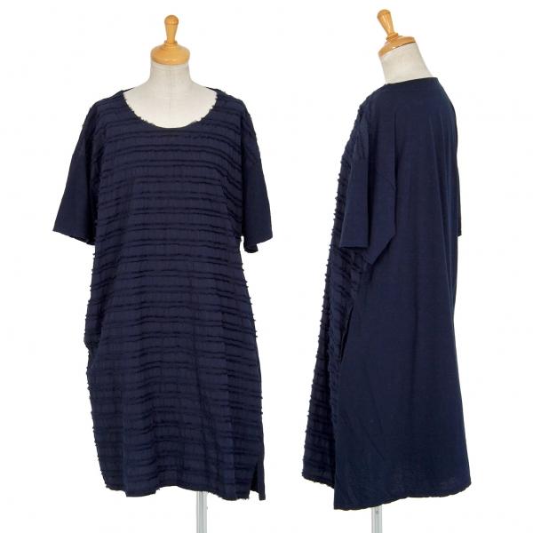 プランテーション Plantation フリンジボーターパネル切替Tシャツワンピース 紺M 【レディ...
