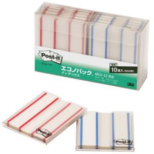 スリーエム(3M) ポストイット 付箋 フィルム インデックス レッド ブルー 44×50mm 50枚×各5冊 6821-12-RB｜plaza-unli