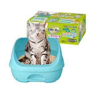 デオトイレ 猫用 トイレ ハーフカバー 本体セット ミントブルー おしっこ ペット用品 ユニチャーム