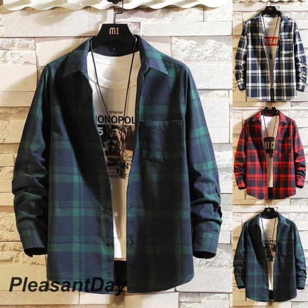 シャツ チェック柄 春服 春物 ネルシャツ トップス 長袖 カジュアルシャツ 30代 40代 50代...
