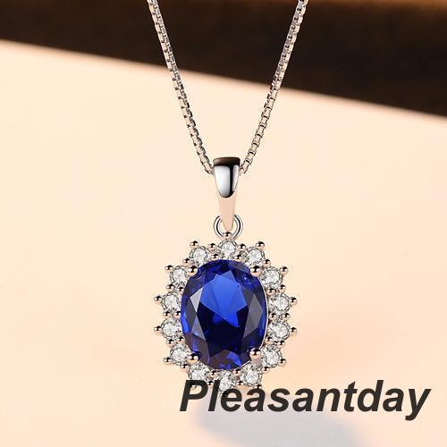 ネックレス レディース ブルーサファイア 大粒 9月誕生石 上品 エレガント シルバー 金属アレルギ...