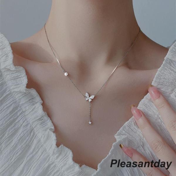 ネックレス レディース 初恋バタフライ 可愛い 誕生石 シルバー925 プラチナ仕上げ 女性  母の...