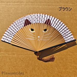 扇子 猫柄 メンズ レディース 2個セット 短...の詳細画像2