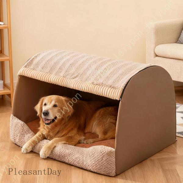 ペットベッド ドーム型 ペットハウス 折りたたみ可 犬猫用 室内用 ふわふわ クッション付き オール...