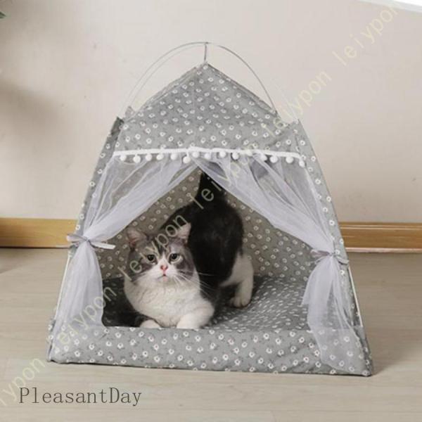 ペットテント 猫 ベッド ハウス 屋内 屋外 夏用 猫 テント 犬 テント 猫小屋 防水 折りたたみ...